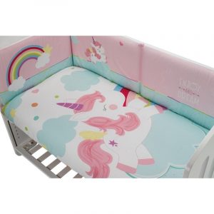 Edredón Cuna + Chichonera Mod. Unicornio Rosa