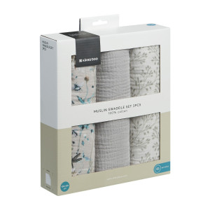 Pack 3 Muselinas 100x100cm Dreamy Fields Grey