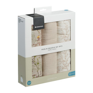 Pack 3 Muselina 100x100cm Secret Garden Beig