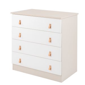 Cómoda 4 Cajones 80 x 50 cm Blanco y Beige Kikkaboo